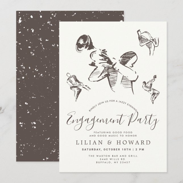 Invitation Tout ce jazz | Jazz Them Engagement Party (Devant / Derrière)