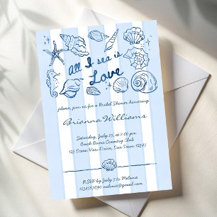 Invitation Tout ce que je vois en mer est de l'amour coquilla