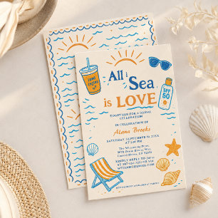 Invitation Tout ce que je vois est l'amour Côté Bold Beach Or