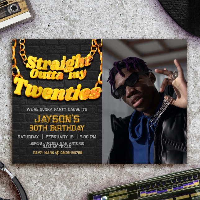 Invitation Tout droit sorti de mes vingt ans avec photo (Créateur téléchargé)