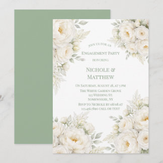 Invitation Tout en Blanc Fleurs Mariage Partie
