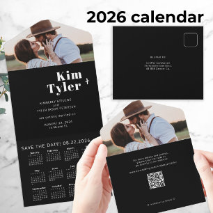 Invitation Tout En Un 2026 mariage calendrier photo unique date de sauve
