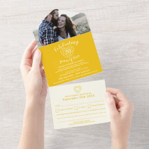 Invitation Tout En Un 20e anniversaire de mariage Noces de Diamant d'or 