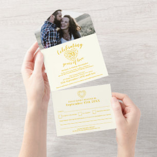 Invitation Tout En Un 20e anniversaire de mariage Noces de Diamant RSVP 