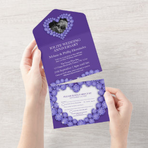 Invitation Tout En Un 21e anniversaire de mariage iolite photo violet