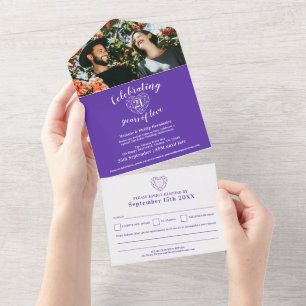 Invitation Tout En Un 21e anniversaire du mariage iolite violet photo RS