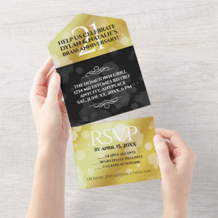 Invitation Tout En Un 21ème anniversaire de Mariage en laiton
