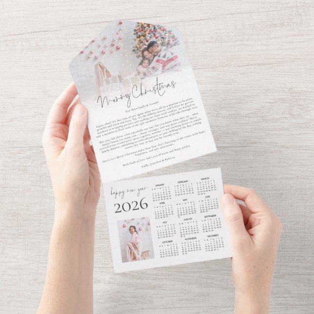 Invitation Tout En Un 2 Photo 2026 Calender Christmas Newsletter (Déchirure)