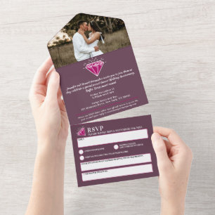 Invitation Tout En Un 2e anniversaire de mariage grenat rouge