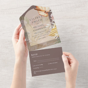 Invitation Tout En Un 3in1 Boho Pampas Mariage en herbe RSVP