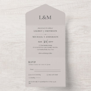 Invitation Tout En Un 3in1 Texte de sable clair uniquement Mariage Invit