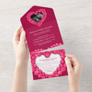 Invitation Tout En Un 40e anniversaire du mariage de rubis pas d'envelop