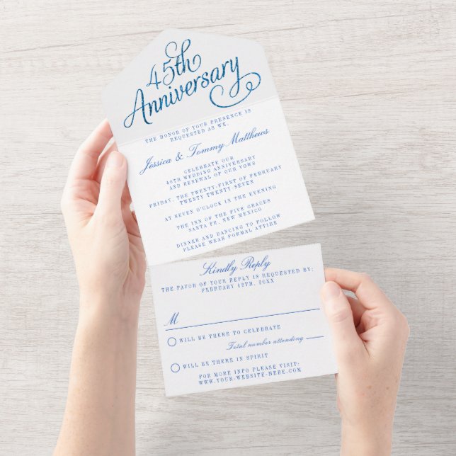 Invitation Tout En Un 45e anniversaire du Mariage Sapphire (Déchirure)
