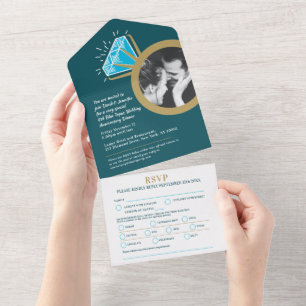 Invitation Tout En Un 4e anniversaire mariage dîner bleu topaz anneau to