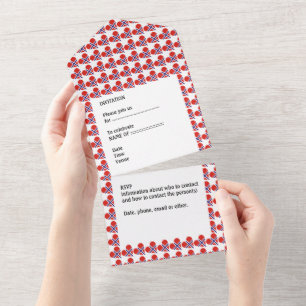 Invitation Tout En Un 50e anniversaire Norwegian Coeur flag rouge