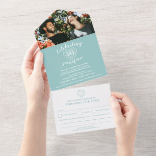Invitation Tout En Un 60e anniversaire de mariage diamant RSVP gemstone