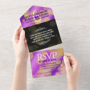 Invitation Tout En Un 6e Anniversaire de Mariage Améthyste Élégant
