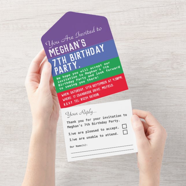 Invitation Tout En Un 7e fête d'anniversaire Tout en un (Déchirure)