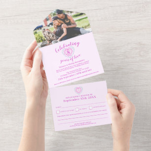 Invitation Tout En Un 8e anniversaire mariage RSVP tourmaline à deux ton