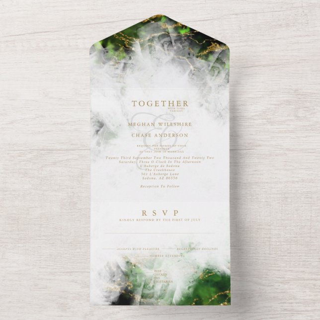 Invitation Tout En Un Agate de cristal d'émeraude Abstraite (À l'intérieur)
