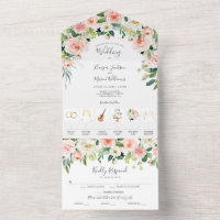 All in One Airy Blush Gold Timeline Wedding Invita