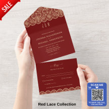 All In One Rustic Red Lace Mariage avec RSVP