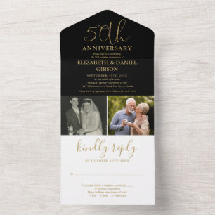 Invitation Tout En Un Alors et maintenant 2 Photo 50e anniversaire de ma