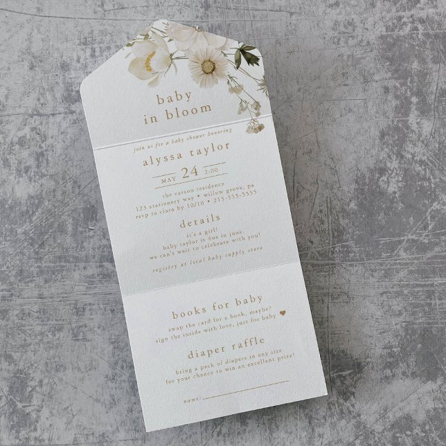 Invitation Tout En Un ALYSSA Baby In Bloom Diaper Raffle Baby Douche (ALYSSA Baby In Bloom Diaper Raffle Baby Shower All In One Invitation)