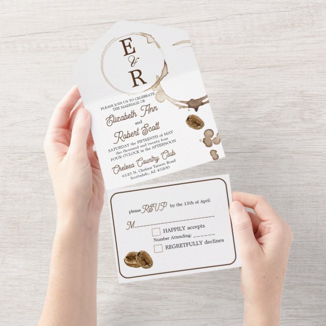 Invitation Tout En Un Amateurs de café tout en un mariage (Déchirure)