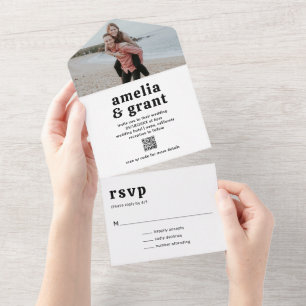 Invitation Tout En Un Amelia Black White Mariage moderne