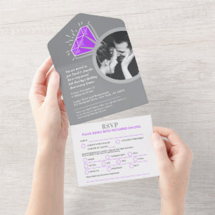 Invitation Tout En Un Améthyste pourpre 6e dîner anniversaire mariage to