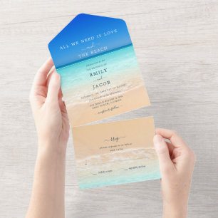 Invitation Tout En Un Amour et mariage de plage RSVP All In One Invita