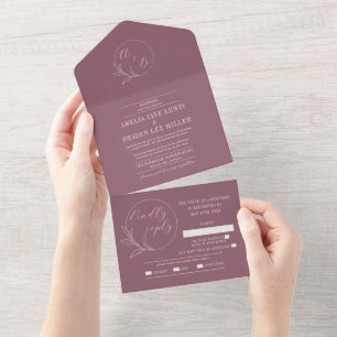 Invitation Tout En Un Amour éternel   Mariage de couronne Deep Mauve