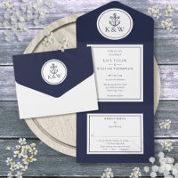 Ancre bleue marine Mariage nautique