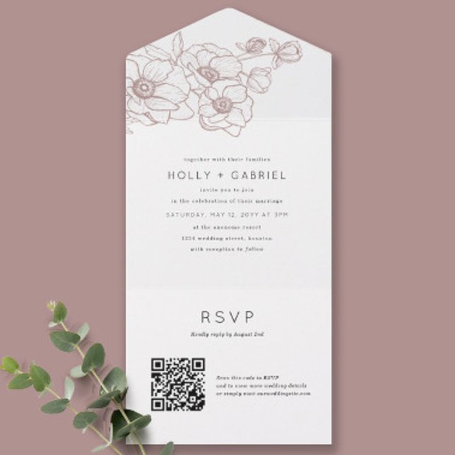 Invitation Tout En Un Anemone Bouquet Mariage Tout en un (Créateur téléchargé)