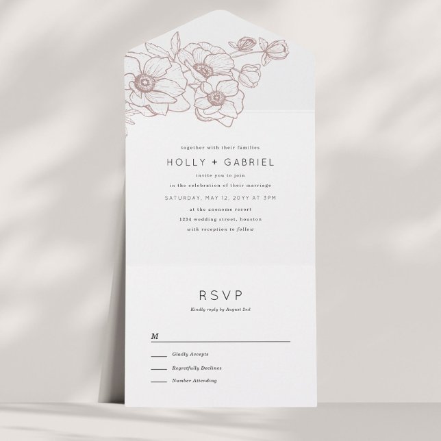 Invitation Tout En Un Anemone Bouquet Mariage Tout en un (Créateur téléchargé)