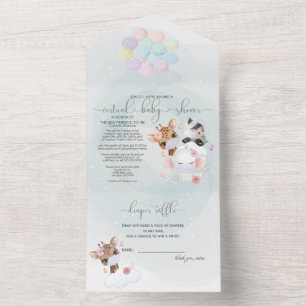 Invitation Tout En Un Animaux mignons turquoises dans les masques Baby s