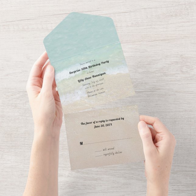 Invitation Tout En Un Anniversaire Beach Party Bash Tout en un (Déchirure)