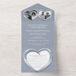 Invitation Tout En Un Anniversaire de mariage 25 ans fête événement arge