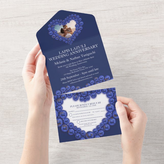 Invitation Tout En Un anniversaire de mariage 9 ans de fête (Déchirure)
