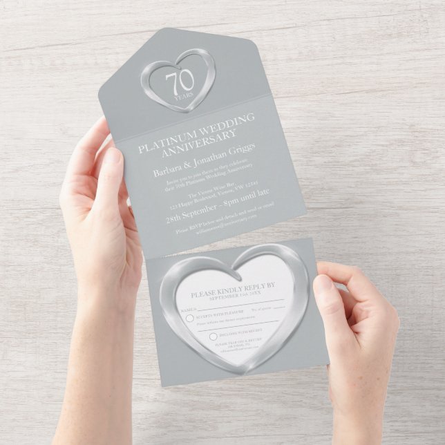 Invitation Tout En Un Anniversaire de mariage de platine 70 ans événemen (Déchirure)