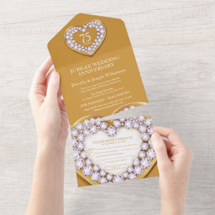 Invitation Tout En Un Anniversaire de mariage diamant 75 ans événement f