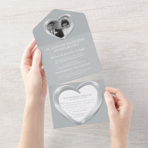 Invitation Tout En Un Anniversaire de mariage platine 70 ans fête événem