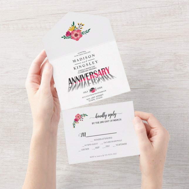 Invitation Tout En Un Anniversaire des fleurs magnifiques (Déchirure)