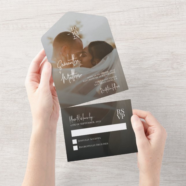 Invitation Tout En Un Anniversaire minimaliste romantique de Moody foncé (Déchirure)