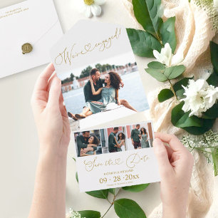 Invitation Tout En Un Annonce de fiançailles et mise en réserve de la da
