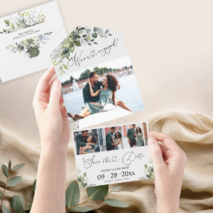Invitation Tout En Un Annonce de Fiançailles et Save The Date avec de la