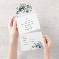 Aquarelle bleu chardon Mariage Eucalyptus