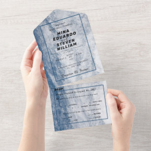 Invitation Tout En Un Aquarelle bleue Côte Ocean Beach mariage