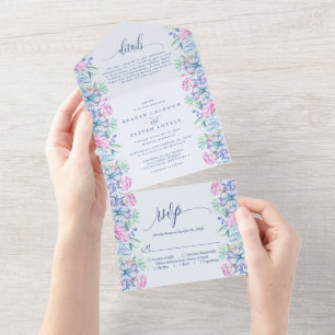 Invitation Tout En Un Aquarelle Botanique de Mariage aux Succulentes